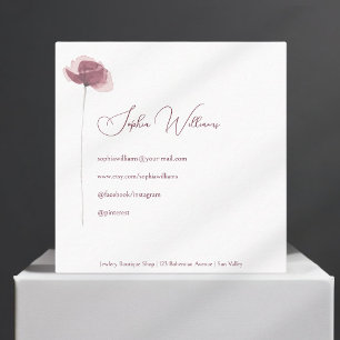 Minimalist Poppy Flower Watercolor Business Card