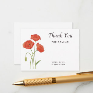 Minimalist Poppy Thank You Note Customizable Eve Enclosure Card