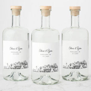 Minimalist Portland Wedding Custom  Liquor Bottle Label