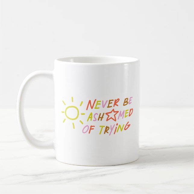 Minimalist Positive Motivation Bright Rainbow Sun  Coffee Mug (Left)
