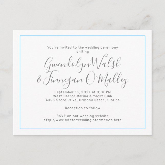 Minimalist Postcard Wedding Invitation Online RSVP (Front)