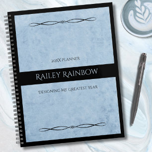Minimalist Powder Blue Black Modern Office Planner