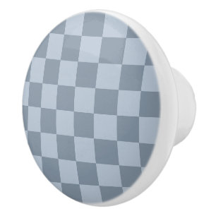 Minimalist Powder Blue Checkerboard Pattern Ceramic Knob