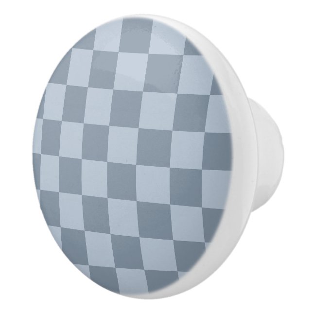 Minimalist Powder Blue Chequerboard Pattern Ceramic Knob (Right)