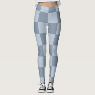 Minimalist Powder Blue Chequerboard Pattern Leggings