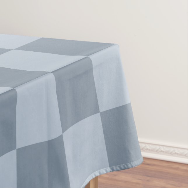 Minimalist Powder Blue Chequerboard Pattern Tablecloth (In Situ)