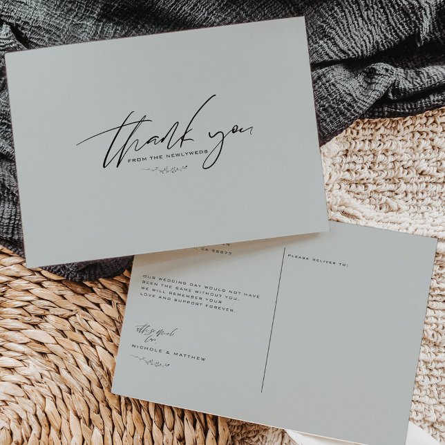 Minimalist Powder Blue Wedding Thank You  Postcard (Creator Uploaded)