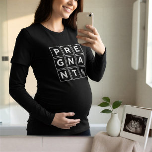 Minimalist Pregnant Geometric Squares   Announce Tri-Blend Shirt