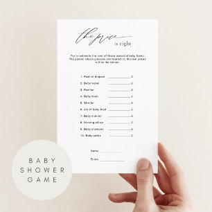 Minimalist Price is Right  Baby Shower Quiz Game