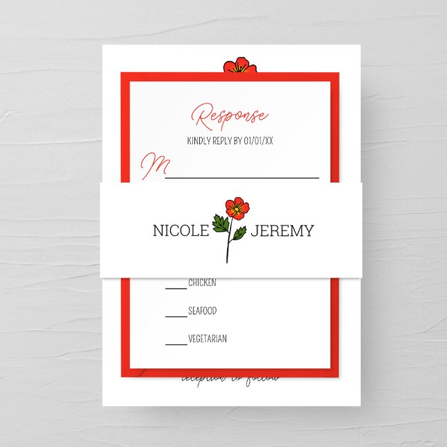 Minimalist Primrose Wedding Invitation Belly Band (Creator Uploaded)