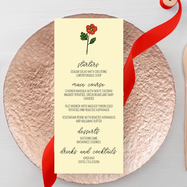  Minimalist Primrose Wedding Menu (Creator Uploaded)