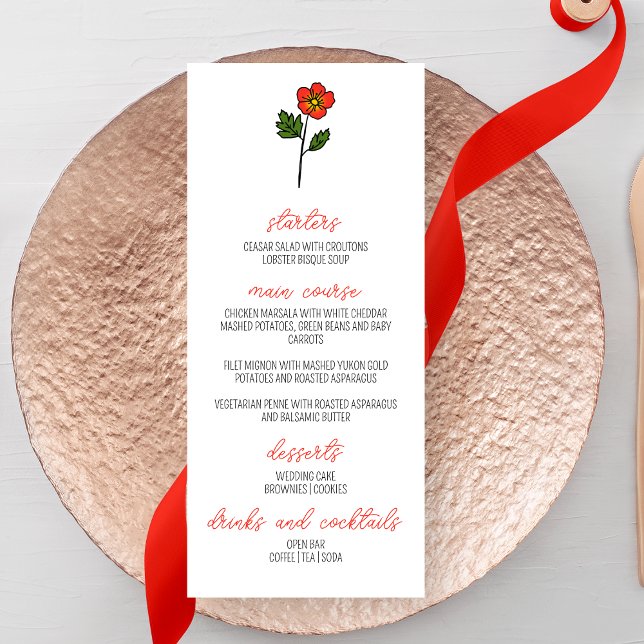  Minimalist Primrose Wedding Menu (Creator Uploaded)
