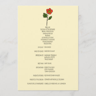 Minimalist Primrose Wedding Program Programme
