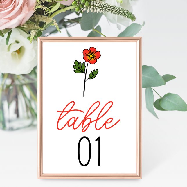 Minimalist Primrose Wedding Table Number (Creator Uploaded)