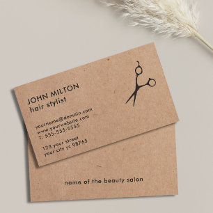 Minimalist Printed Kraft Scissors Hair Stylist Business Card