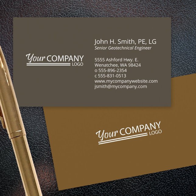 Minimalist, Professional 2-Tone Dark Brown Business Card (brown business cards with logo, simple professional design)