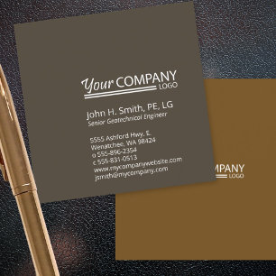 Minimalist, Professional 2-Tone Dark Brown Square Business Card