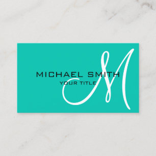 Minimalist Professional Amazonite Monogram Business Card