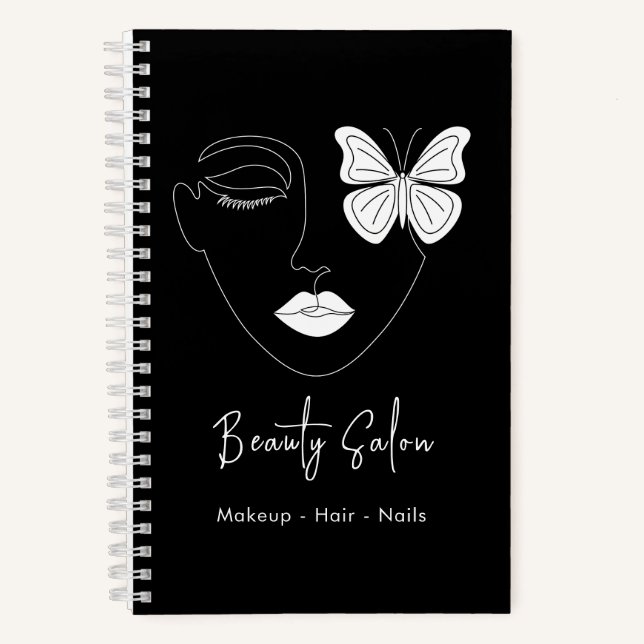 Minimalist Professional Beauty Salon Black Notebook (Front)