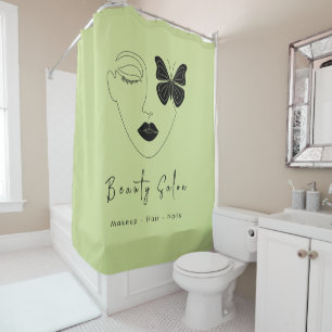 Minimalist Professional Beauty Salon Lime Green Shower Curtain