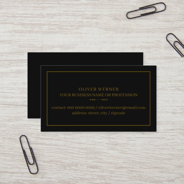 Minimalist Professional Black Business Card (Front/Back In Situ)