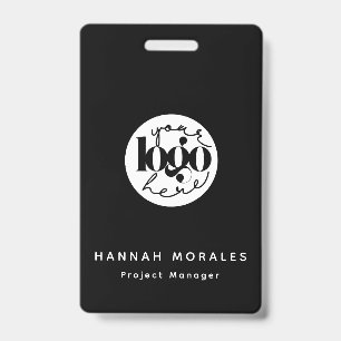 Minimalist Professional Black Business Custom Logo ID Badge