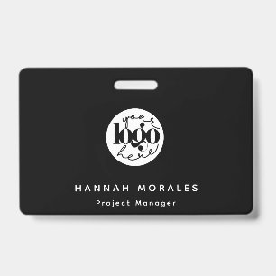 Minimalist Professional Black Business Custom Logo ID Badge