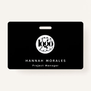 Minimalist Professional Black Business Custom Logo ID Badge