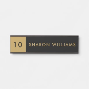 Minimalist Professional Black & Gold Employee Name Door Sign