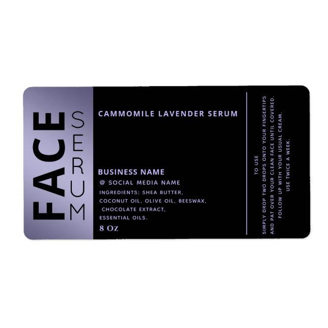Minimalist professional black lavender face serum (Front)