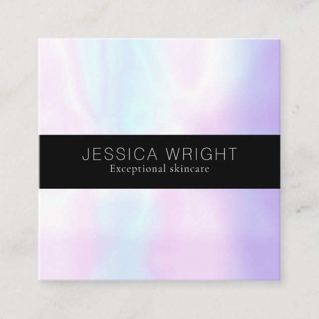 Minimalist Professional Brushed Steel and Black Square Business Card (Front)