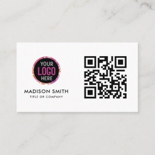 Minimalist Professional Company Logo QR Code Busin Business Card