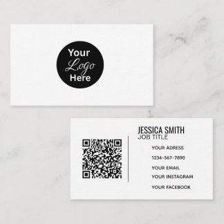 Minimalist Professional Company Logo QR Code Busin Business Card
