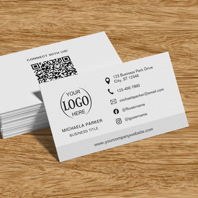 Minimalist Professional Company Logo QR Code Business Card (Creator Uploaded)