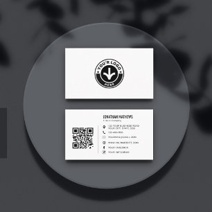 Minimalist Professional Company Logo QR Code Business Card