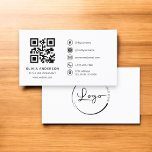 Minimalist Professional Company Logo QR Code  Business Card<br><div class="desc">Introducing our sleek and sophisticated Modern Minimalist QR Code Logo with Social Media Icons Business Card, the perfect blend of contemporary design and practicality. Crafted with a focus on simplicity and elegance, this business card is an essential tool for any modern professional. Featuring a clean and minimalist logo design that...</div>