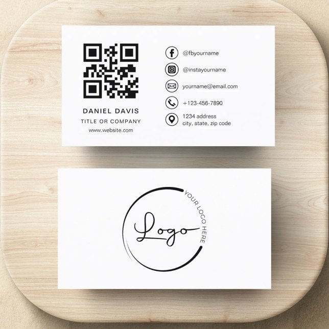 Minimalist Professional Company Logo QR Code  Business Card (Creator Uploaded)