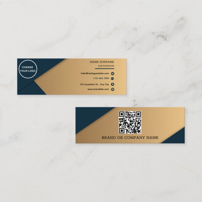 Minimalist Professional Company Logo QR Code Mini Business Card (Front/Back)