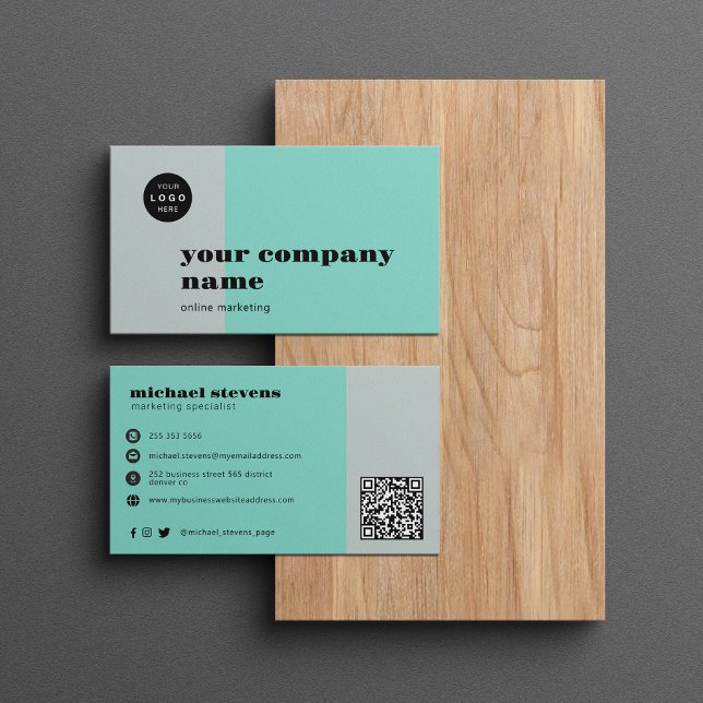 Minimalist professional company name logo QR code Business Card (Creator Uploaded)