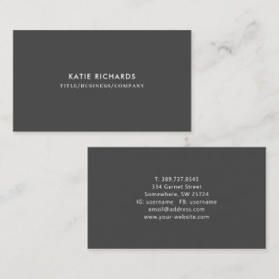 Minimalist Professional Dark Grey Business Card