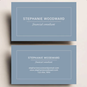 Minimalist Professional Dusty Blue White Border Business Card
