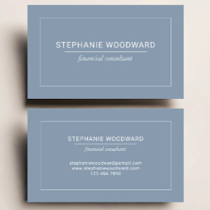 Minimalist Professional Dusty Blue White Border Business Card