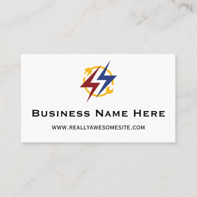 Minimalist Professional Electrician Business Card (Front)