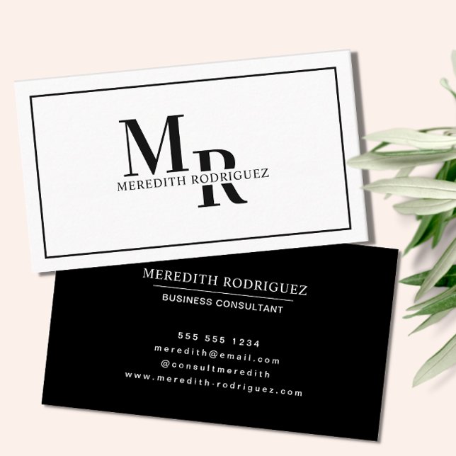 Minimalist Professional Elegant Black and White Business Card (Creator Uploaded)