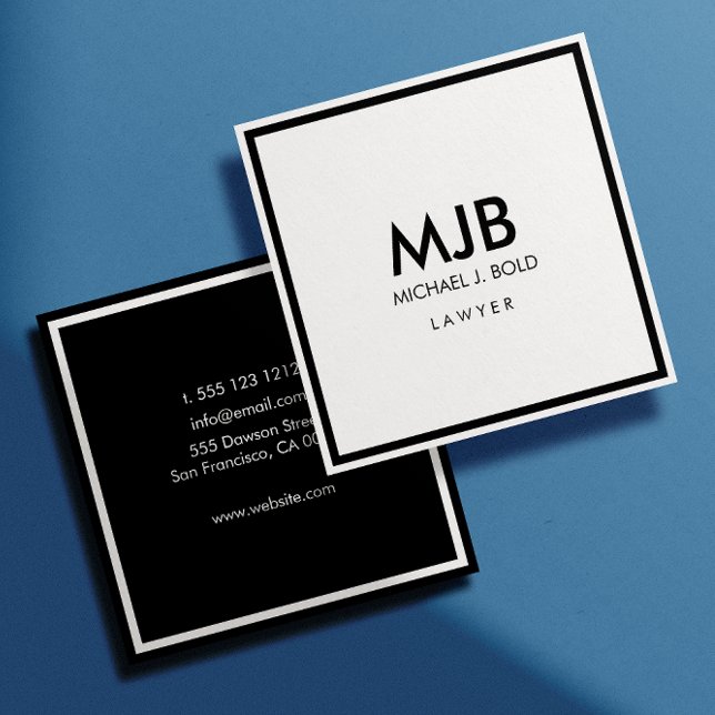 Minimalist Professional Elegant  White and black Square Business Card (Creator Uploaded)