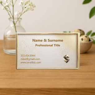 Minimalist Professional Faux Gold Metallic Glitter Business Card