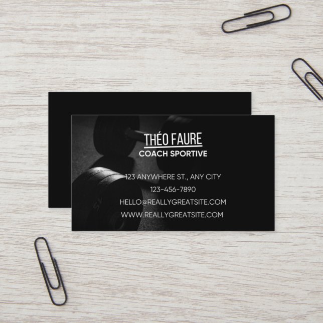 Minimalist Professional Fitness Coach Business Car Card (Front/Back In Situ)