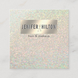 Minimalist professional gold foil hair stylist square business card