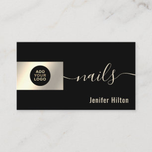 Minimalist professional gold foil nails business business card