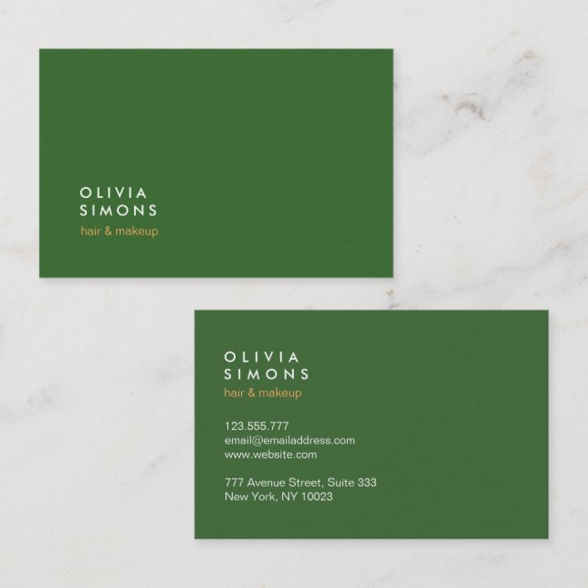 Minimalist Professional Green Business Cards (Front/Back)